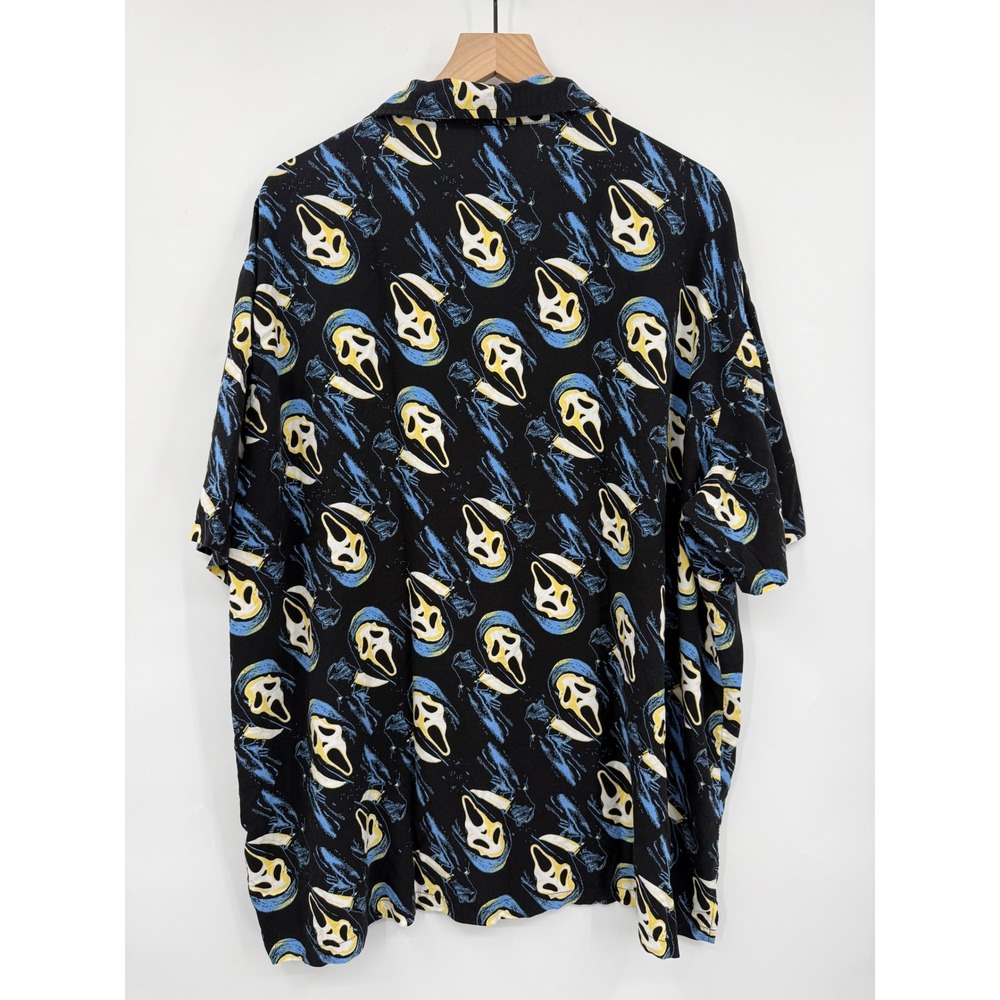 Ghost Face Shirt‎ Mens 3XL Black Scream Horror Movie Halloween Rayon Hawaiian - Picture 2 of 6
